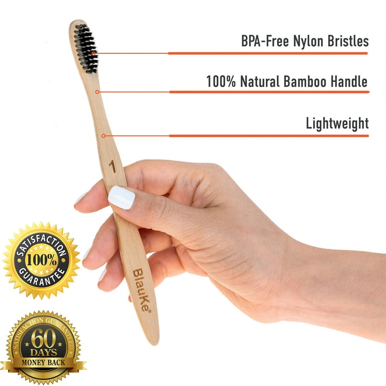 Sea Turtle Bamboo Toothbrushes - 4 Pack for Adults