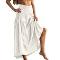 thumbnail image 3 of Feancey Casual Maxi Skirts for Women Tiered Flowy Beach Skirt Summer High Waisted A-Line Skirts Solid Color Loose Boho Vacation Skirt White M, 3 of 10
