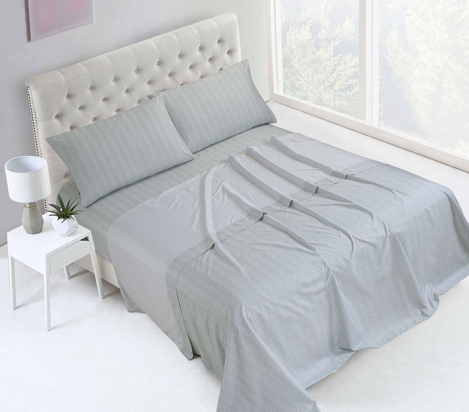 4 Piece Printed Microfibre Sheet Set