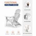 thumbnail image 4 of WINSOON All-Weather HDPE Adirondack Chair, Folding Design, Wide Seat with Cup Holder for Garden, Yard & Patio,White, 4 of 7