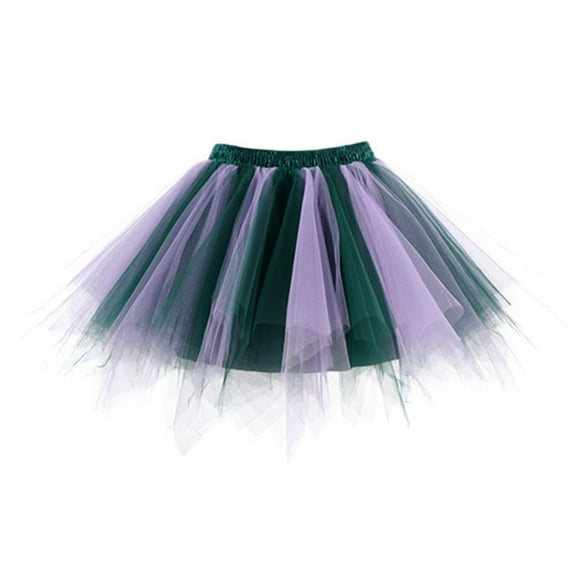 Idoravan Women's Basic Versatile Skirt Clearance Women Mesh Tulle Skirt Princess Elastic Skirt Adult Short Dancing Skirt