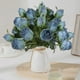 thumbnail image 5 of Ramo de Rosas Azules, Pequeño Arreglo Floral Artificial Fresco, Decoración para Bodas, 6 Piezas, 37 Cm (14,57 Pulgadas), Ramo de Plástico Simulado, 5 of 6