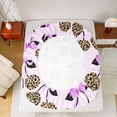 thumbnail image 5 of Feelyou Leopard Print Cherry Queen Sheet Sets, Purple Cute Bow-tie Bed Set, 4-Piece, 5 of 7