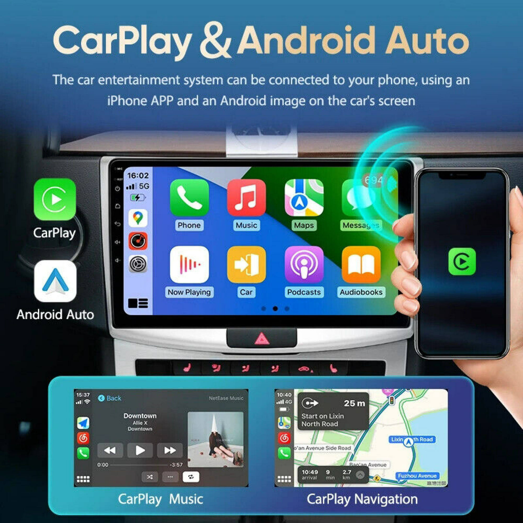 Android 13 Car Stereo Radio Fit for Hyundai Sonata 2015 2016 2017, 9" Touchscreen Multimedia Video Player with Wireless Carplay, Android Auto, GPS Navigation, BT, AHD Camera, 2+32G