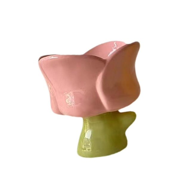 Vaso para helado, copas para sundae, tazón de cerámica, lindo tazón pequeño para postre, vasos para batidos, frutas, leche, batidos, refrigerios Taza de tulipán rosa