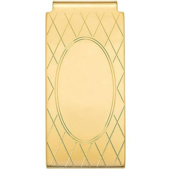 Primal Gold-Plated Money Clip with Cris Cross and Oval Center