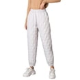 thumbnail image 2 of Women Winter Pants - Elastic High Waist Quilted Pants Diamond-shaped Texture Design Thickened Warm Sweatpants, 2 of 8