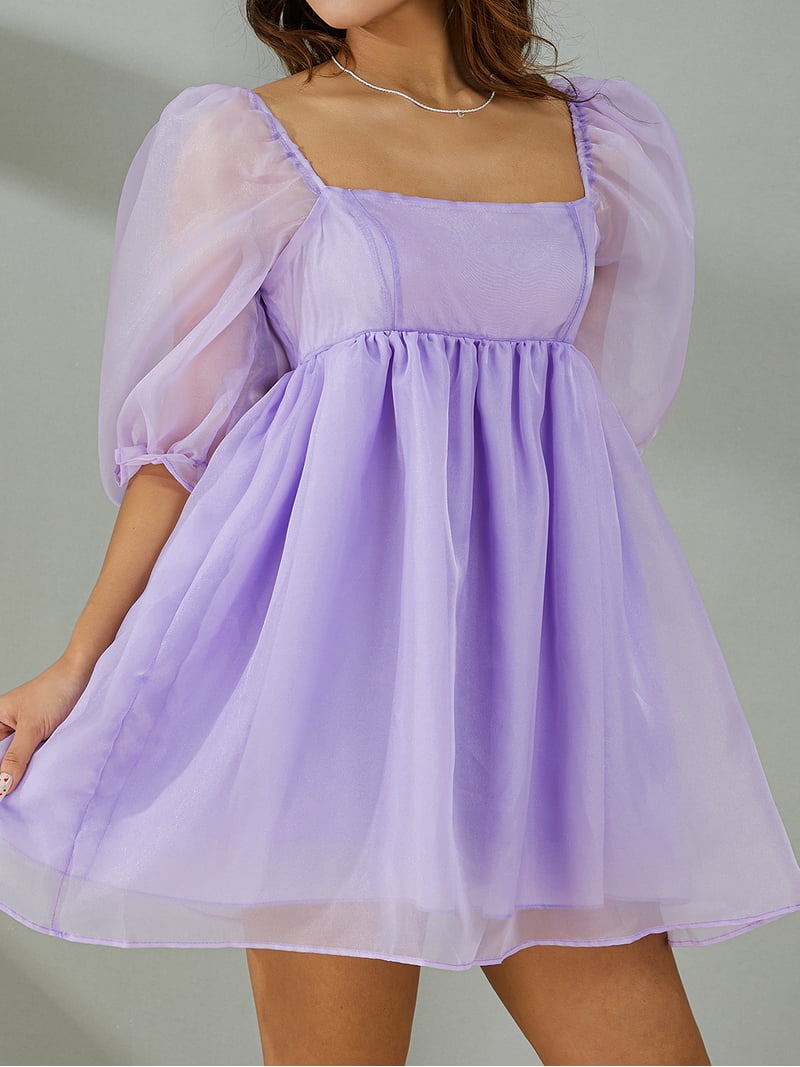 selkie puff dress purple Selkie Sheer Bandeau Puff Dress, Lilac, XS for Women