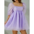 thumbnail image 5 of Womens Puff Sleeve Tulle Princess Dress Fairy Ruffle Flowy Mesh Mini Summer Dresses Corset Selkie Poofy Costume, 5 of 7
