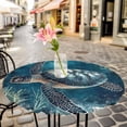 thumbnail image 6 of Nautical Sea Turtle Round Tablecloth for 36-44 Inch Tables, Fitted Table Cover with Elastic Edge, Coastal Vintage Ocean Shells Waterproof Outdoor Table Cloth Protector for Patio Garden Dinner Picnic, 6 of 9