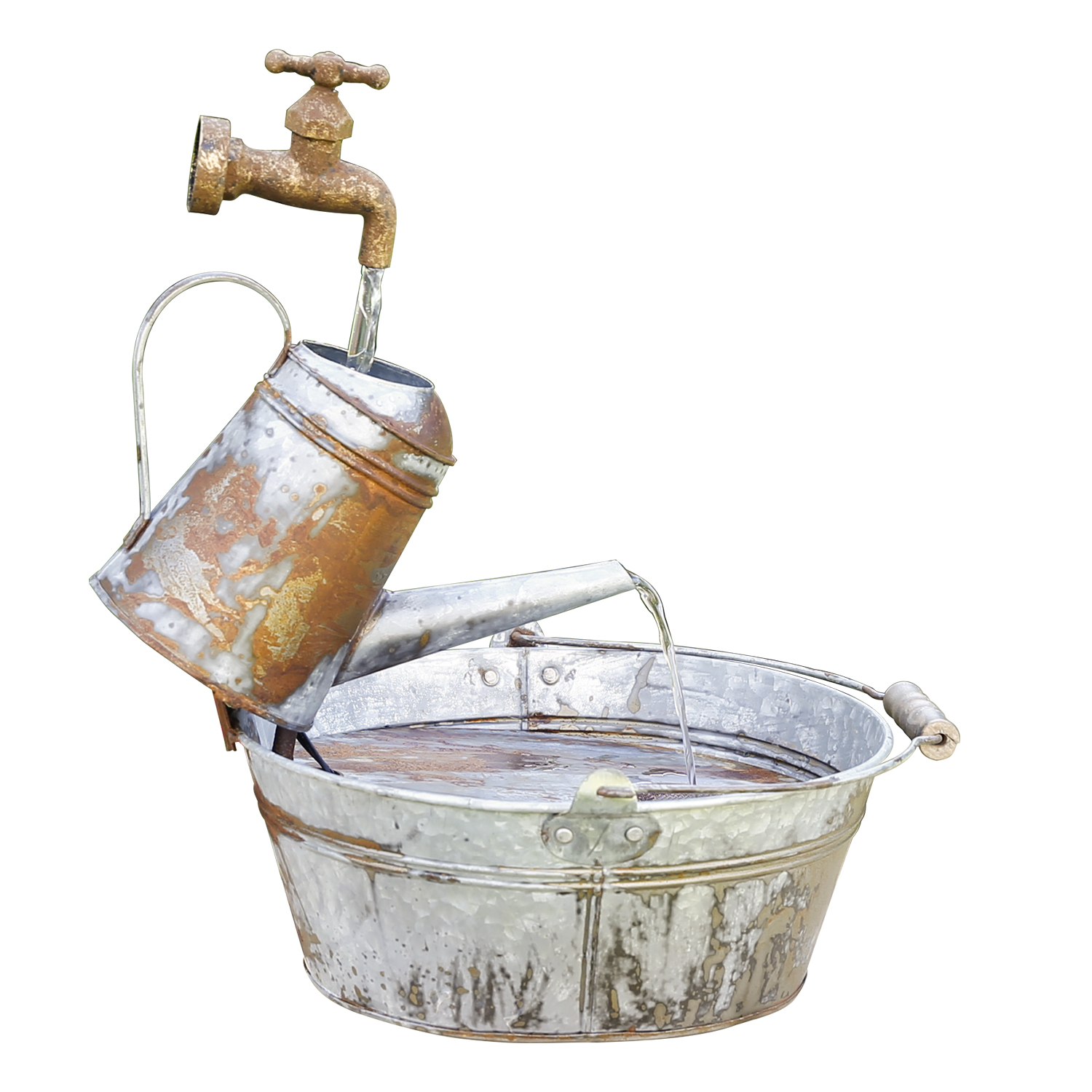 Alpine Corporation 18" Rustic Watering Can Outdoor Fountain Decor