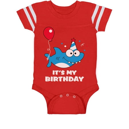 

Birthday Boy or Girl Shark Outfit 1st 2nd Birthday Gift Baby Jersey Bodysuit 18M Red