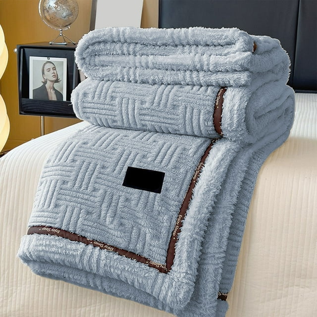 Nkmbld Throw Blanket for Bed, Extra Thick Flannel Fleece Blanket with Double Layer, Bedroom Decor Winter Thick Warm Full Queen Blankets, Gray