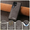 thumbnail image 6 of Decase PU Leather & TPU Shockproof Hybrid Case for Samsung Galaxy S24 Ultra with Magnetic Card Holder & Slim Back Cover,Credit Card Slots,Stylish Flip Wallet Cover for Samsung Galaxy S24 Ultra,Gray, 6 of 8
