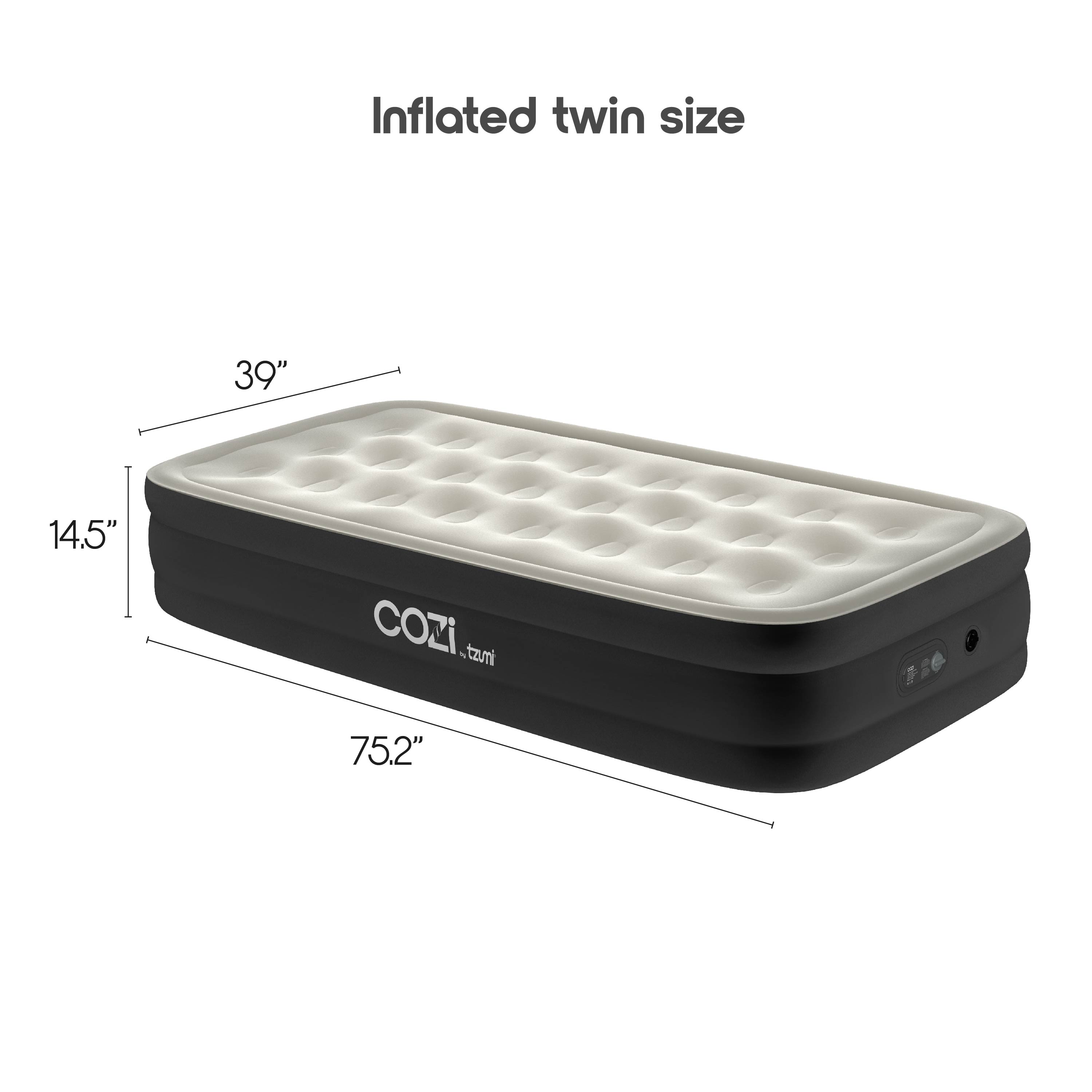 Cozi by Tzumi 13” Air Mattress, Inflatable Bed with Built-In Pump for Camping, Home, & Travel, Twin Size