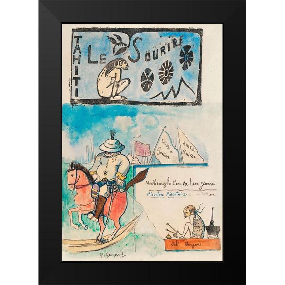Gauguin, Paul 11x14 Black Modern Framed Museum Art Print Titled - Caricatures of Gauguin and Governor Gallet, with headpiece from Le sourire