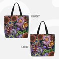 thumbnail image 3 of Naloa Vintage Floral Tote Bag for Women, Foldable Tote Bag With Zipper, Large Shoulder Bag, Top Handle Handbag for Travel, Work, Shopping, 3 of 9