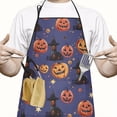 thumbnail image 2 of Magical Pumpkin Castle Halloween Pattern Apron-Garden Aprons for Women with Pockets-Cotton Linen Waterproof Kitchen Cooking Gardening Aprons Adjustable for Kitchen,Cooking,BBQ and Salon 33"x27", 2 of 7