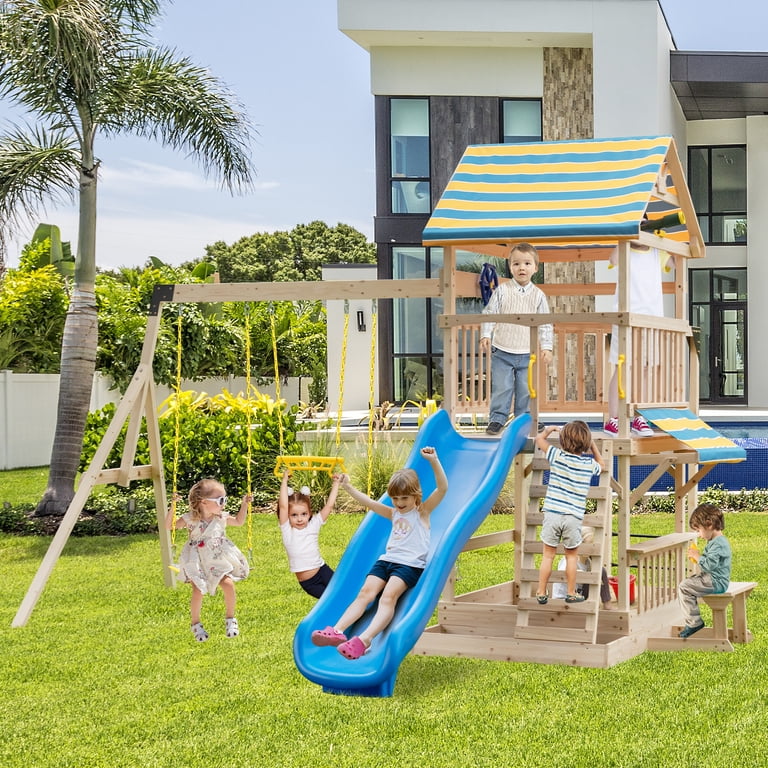 Free Shipping! Costway Big Wooden Playground Play Structure for