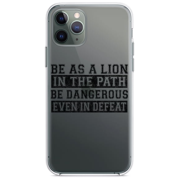 DistinctInk Clear Shockproof Hybrid Case for iPhone 11 Pro (5.8" Screen) - TPU Bumper Acrylic Back Tempered Glass Screen Protector - Be As A Lion - Dangerous in Defeat