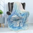 thumbnail image 4 of Swan Soft Flannel Fleece Blanket, Watercolor Drawing Picture of Swan in the River Hazy Color Aqua Concept Picture Print, Cozy Plush for Indoor and Outdoor Use, 50" x 60", Blue White, by Ambesonne, 4 of 5