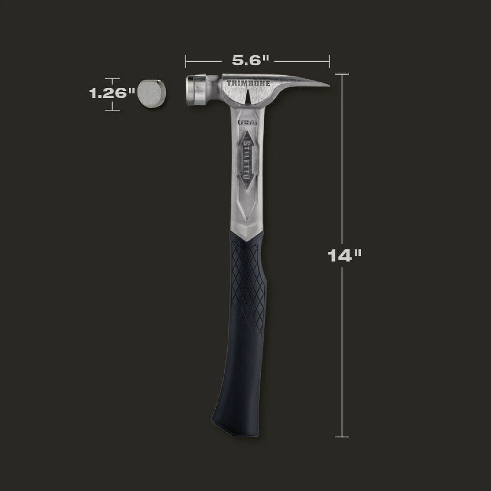 Stiletto TRIMBONE 10 Oz. Smooth-Face Framing Hammer with Curved Titanium Handle