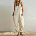 thumbnail image 2 of Women's Fashionable Casual Loose-Fit Plain Sleeveless Jumpsuit With Patch Pockets, Size S-2XL, 2 of 5
