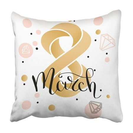 - BPBOP Beauty 8 March Gold Glitter For Women Day And Luxury Text Lettering Calligraphy 10 Fine Pillowcase Cover 20x20 inch