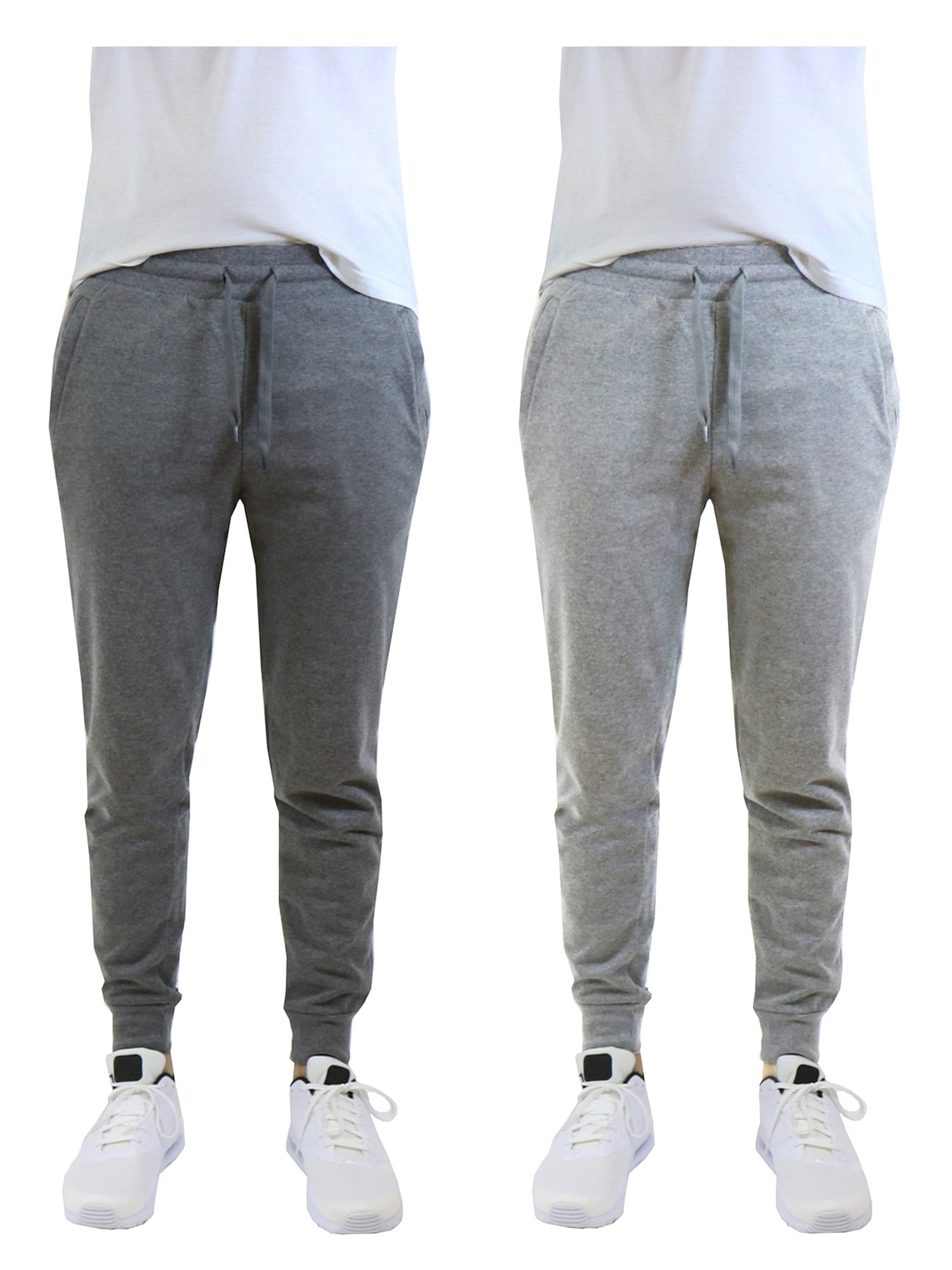 Mens Fleece Jogger Sweatpants With Zipper Pockets (2Pack)