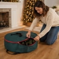 thumbnail image 5 of Christmas Wreath Storage Bag 35 inch with Zippered Opening, Carry Handles and Storage Pocket for Artificial Holiday Wreaths, Closet, Garage and Attic Organization, 5 of 6