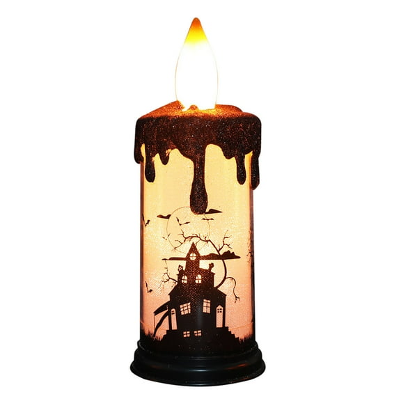 BNNG Halloween Snow Globe Candles Lighted Lamp, Battery Operated Flameless Candles Table Centerpiece for Halloween Celebration Party Skull-pumpkin Candle-light LED Candles