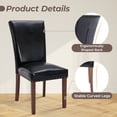 thumbnail image 4 of Mid-Century PU Dining Chairs Set of 2 with Nailhead Detail and Wooden Legs, Upholstered Side Chairs for Kitchen and Dining Room – Black, 4 of 6