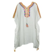 Short Kaftan, Beach Dresses, White Yellow Caftan, Boho L-4XL
