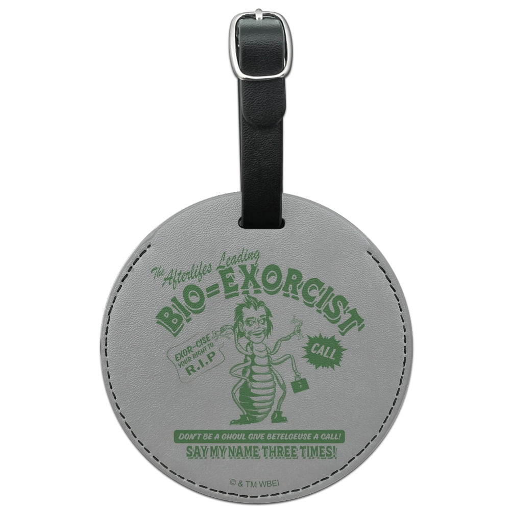 Beetlejuice Bio Exorcist Round Leather Luggage Card Suitcase Carry-On ID Tag