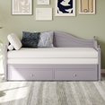 thumbnail image 6 of Solid and Stable Twin Size Wood Daybed with Extended Pop Up Trundle and Storage Drawers, Extendable Daybed, Wooden Sofa Bed for Living Room Guest Room (Light Gray), 6 of 9