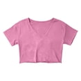 thumbnail image 3 of GigrtiJin Short Sleeve T Shirts for Womens Summer Trendy Crop V Neck Tees Womens Loose Casual Solid Color Outdoor T Shirts, 3 of 5