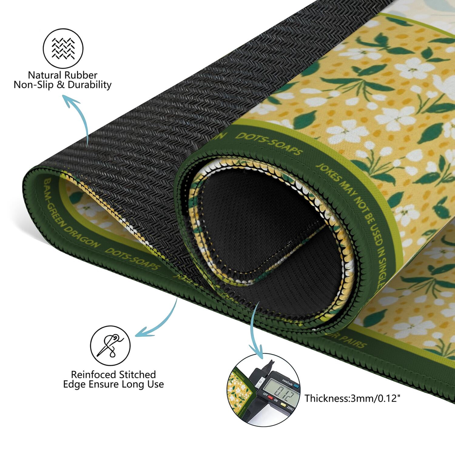 Lemon Mahjong Mat with Rules, 31.5*31.5in Anti Slip American Mahjong Mat for Table, Noise Reduction, Neoprene Mah jongg Mats with Carrying Bag & 3 Dices, Mahjong Supplies Gift, Board Tile Games Mats