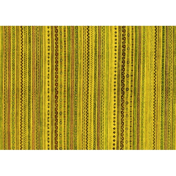 Ahgly Company Machine Washable Indoor Rectangle Abstract Yellow Modern Area Rugs, 5' x 8'