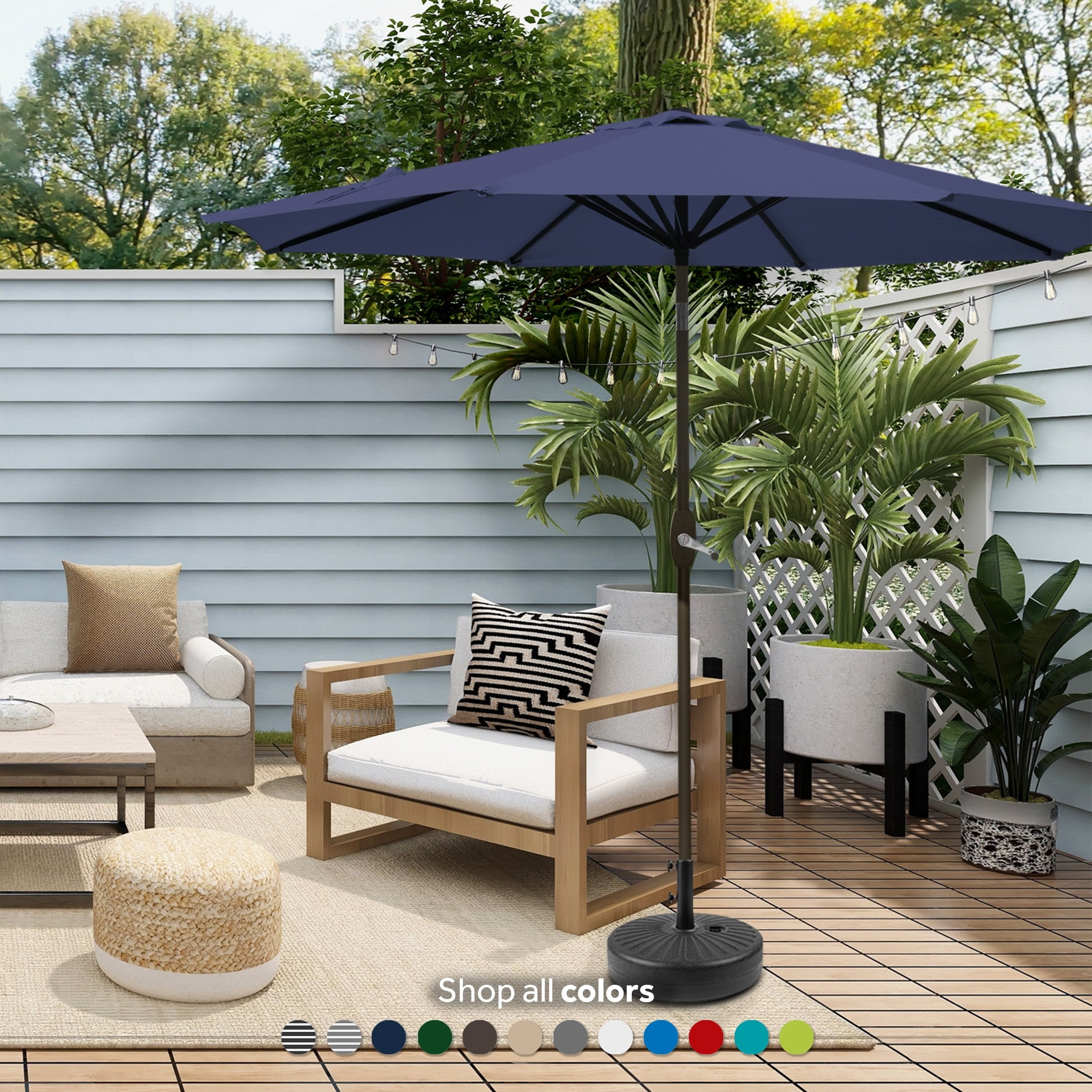 Polytrends Holme 9-foot Patio Umbrella and Base Stand Lime