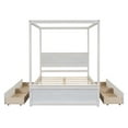 thumbnail image 4 of Wood Canopy Bed with four Drawers ,Full Size Canopy Platform Bed With Support Slats .No Box Spring Needed, Brushed White, 4 of 10