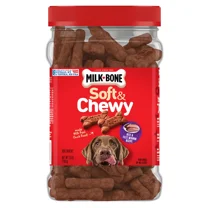 Milk-Bone Soft & Chewy Dog Treats – Filet Mignon Recipe with Real Beef, Fortified with 12 Vitamins & Minerals for All Life Stages, 25 oz