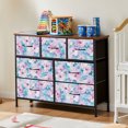 thumbnail image 7 of Sybels Dresser with 7 Drawers, Retro Floral Pattern Fabric Bins with Wooden Top for Bedroom, Closet, Entryway Hall, Black, 7 of 7