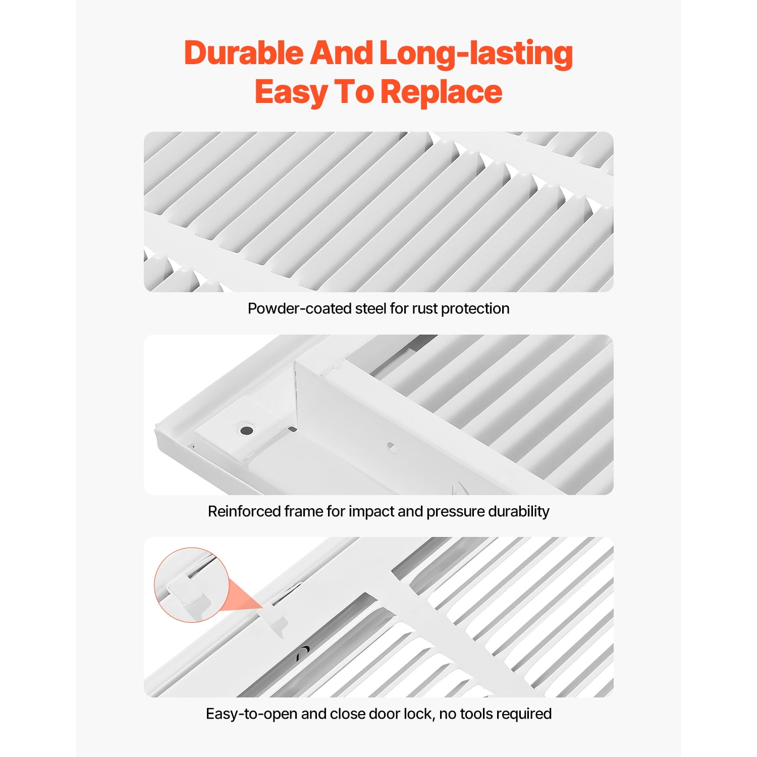 KFFKFF Air Filter Grille, Suitable for W20 x H20 Inch Duct Opening, Filter Excluded, Wall-Mounted Air Vent Cover, Powder-Coated Steel Air Grill with Removable Face/Door for 1 inch Filters