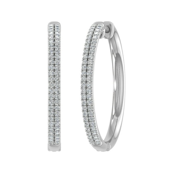 1/2 Carat Diamond Hoop Earrings in 14K White Gold (I1-I2 Clarity)