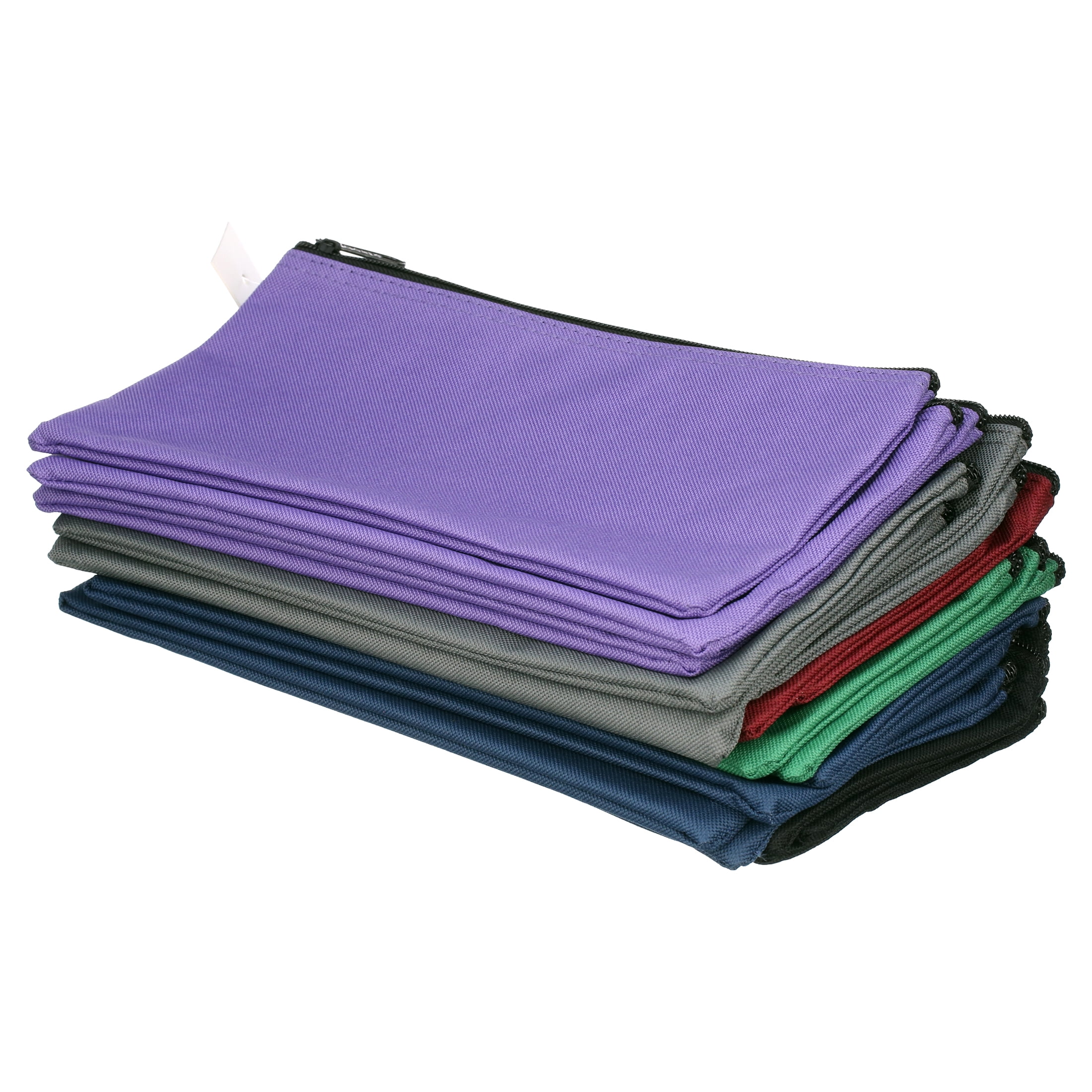 DALIX Zippered Money Pouch Bank Bag Pencil Marker Bags Assorted Colors 24 Pack