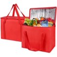 thumbnail image 1 of LAICAIW Lot de 2 Sacs d'Épicerie Isolés TG-Grand, Rouges, Réutilisables, Robustes, à Fermeture Éclair, Pliables, Fourre-Tout, Refroidisseur, Épicerie, pour Voiture, Matériau Recyclé, Sac Pliable Chaud..., 1 of 5