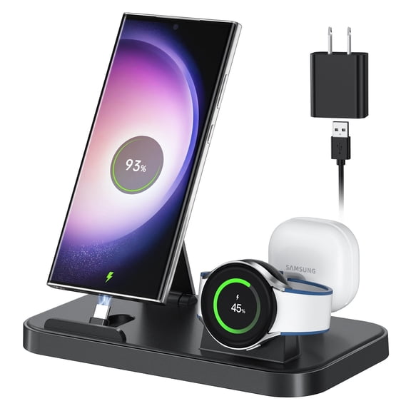 3-in-1 Wireless Charger with Quick Charge 3.0 Adapter, for Samsung, Black