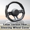 thumbnail image 4 of Non-Slip Leather Carbon Fiber Steering Wheel Cover, 14.5-15 Inches Universal Fit for Cars & Trucks, Breathable Auto Interior Protective Accessory, 4 of 7
