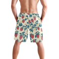 thumbnail image 3 of Dailycode Men's Quick Dry Swim Trunks Beach Shorts Casual Summer Board Shorts with Pockets, Retro Strawberry and Leaves, 3 of 8