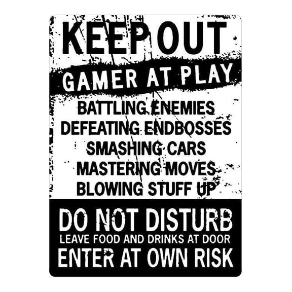 Funny Gamer Decor, 'Keep Out Gamers Only' 12 x 9 Tin Signs, Gaming Do Not Disturb Signs, Funny Video Game Signs for Boys Room, Gamer Room Sign, Keep Out Gamers At Play Home and Kitchen Signs,